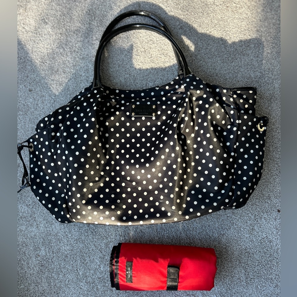 Kate Spade Stevie Black and White Polka Dot Baby Bag